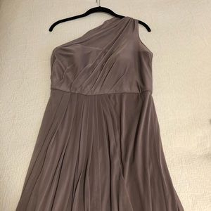 Gray one shoulder full length gown